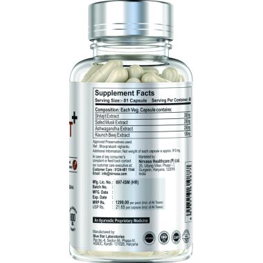 Nirvasa: Pure Shilajit Capsules with Safed Musli - Ashwagandha & Kaunch Beej - 60 Capsules