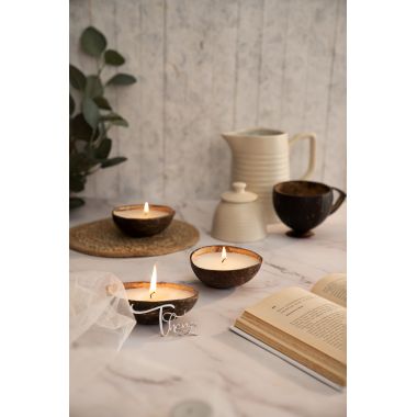 Thenga: Coconut Shell Eco-Friendly Candle/Diya - Set of 2