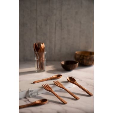 Thenga: Coconut Wood Spoon & Fork - Pack of 2 Each