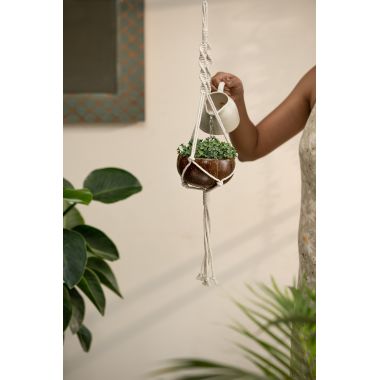 Thenga: Coconut Shell Planter with Macrame Hanger