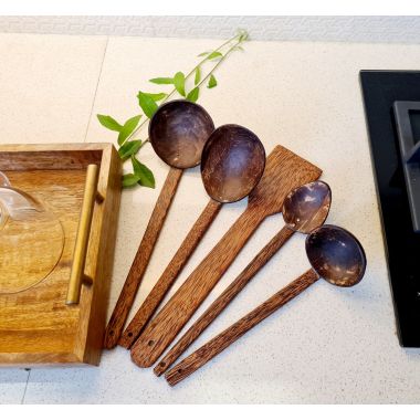 Thenga: Traditional Coconut Shell & Wood Cooking Set