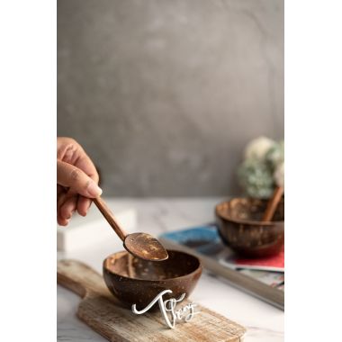 Thenga: Mini Random Coconut Bowl/Shell with Spoon - Set of 2