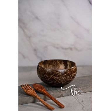 Thenga: Wave Jumbo Coconut Bowl with Spoon & Fork