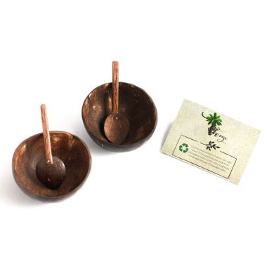 Thenga: Mini Random Coconut Bowl/Shell with Spoon - Set of 2