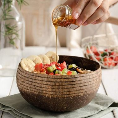 Thenga: Ring Jumbo Coconut Bowl with Spoon & Fork
