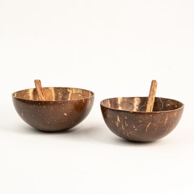Thenga: Mini Random Coconut Bowl/Shell with Spoon - Set of 2
