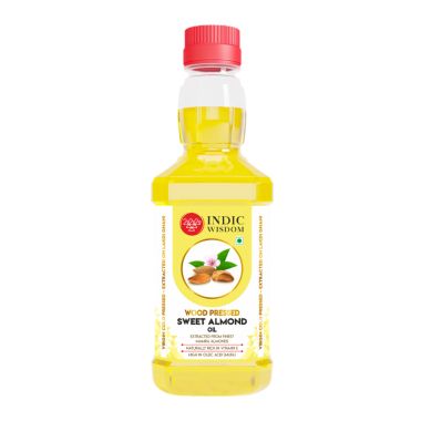 Indic Wisdom: Wood Pressed Sweet Almond Oil 200 ml (Cold Pressed Sweet Almond Oil - Extracted on Wooden Churner)