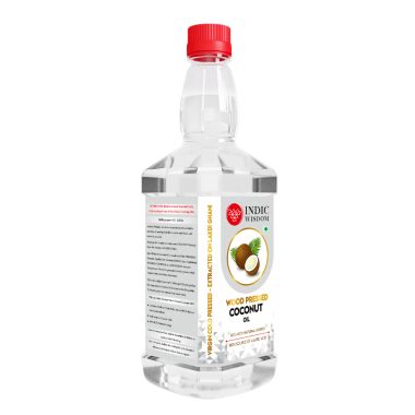 Indic Wisdom: Wood Pressed Virgin Coconut Oil 1 Liter (Cold Pressed Coconut Oil - Extracted on Wooden Churner)