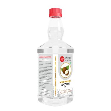 Indic Wisdom: Wood Pressed Virgin Coconut Oil 500 ml (Cold Pressed Coconut Oil - Extracted on Wooden Churner)