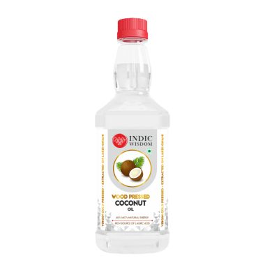 Indic Wisdom: Wood Pressed Virgin Coconut Oil 500 ml (Cold Pressed Coconut Oil - Extracted on Wooden Churner)