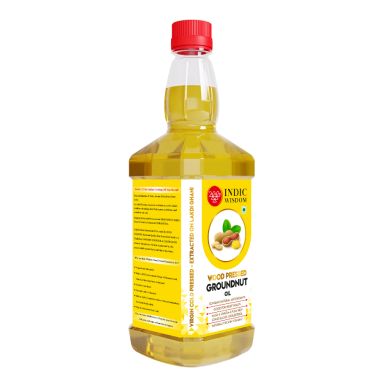 Indic Wisdom: Wood Pressed Groundnut Oil 1 Liter (Cold Pressed Groundnut Oil - Extracted on Wooden Churner)