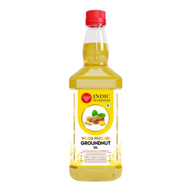 Indic Wisdom: Wood Pressed Groundnut Oil 1 Liter (Cold Pressed Groundnut Oil...