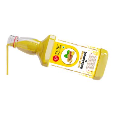 Indic Wisdom: Wood Pressed Groundnut Oil 1 Liter (Cold Pressed Groundnut Oil - Extracted on Wooden Churner)