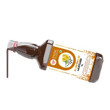 Indic Wisdom: Wood Pressed Mustard Oil 1 Liter (Cold Pressed Mustard Oil - Extracted on Wooden Churner)