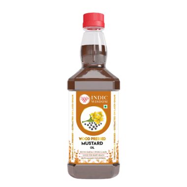 Indic Wisdom: Wood Pressed Mustard Oil 500 ml (Cold Pressed Mustard Oil -...