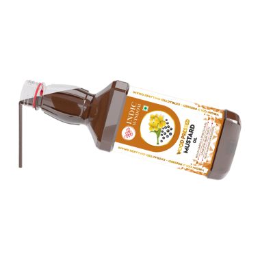 Indic Wisdom: Wood Pressed Mustard Oil 500 ml (Cold Pressed Mustard Oil - Extracted on Wooden Churner)