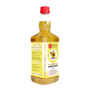 Indic Wisdom: Wood Pressed Sunflower Oil 1 liter (Cold Pressed Sunflower Oil - Extracted on Wooden Churner)