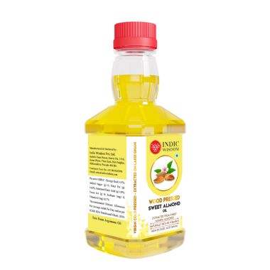 Indic Wisdom: Wood Pressed Sweet Almond Oil 100 ml (Cold Pressed Sweet Almond Oil - Extracted on Wooden Churner)