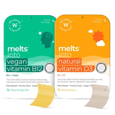 Wellbeing Nutrition: Combo of Essential Vitamins Melts D3 + B12 - 30 +30 oral strips