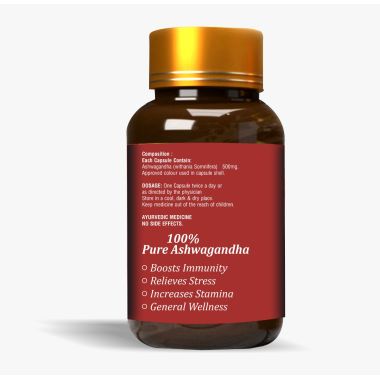 ZEELAB: Ashwagandha Pure Herbs Immunity and Stamina Booster Capsule - 100 Capsules