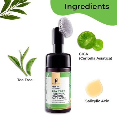 Pilgrim: Australian Tea Tree & Salicylic Acid Foaming Face Wash with Brush - 120ml