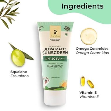 Pilgrim: Squalane Ultra Matte Sunscreen SPF 50 Pa+++ - 50gm