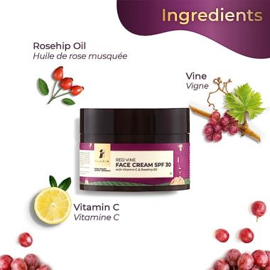 Pilgrim: Red Vine Face Cream with SPF 30 Sunscreen - 50gm