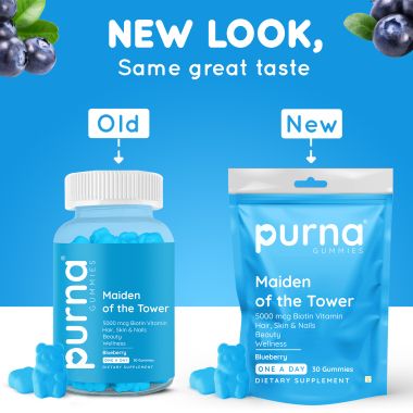 Purna Gummies: 5000mcg Biotin Gummies - Blueberry - 30 Gummies