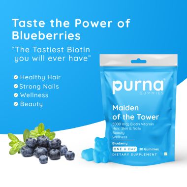 Purna Gummies: 5000mcg Biotin Gummies - Blueberry - 30 Gummies