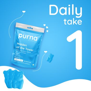 Purna Gummies: 5000mcg Biotin Gummies - Blueberry - 30 Gummies