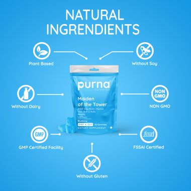 Purna Gummies: 5000mcg Biotin Gummies - Blueberry - 30 Gummies