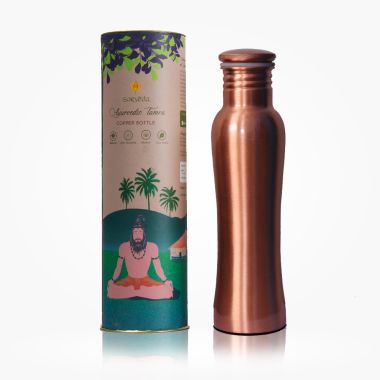 Sarveda: Sarveda Curved Plain Copper Water Bottle - 1 Litre