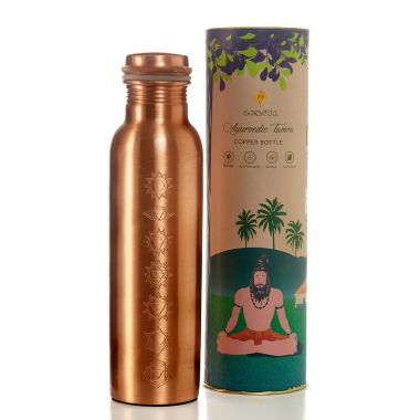 Sarveda: Sarveda 7 Chakra Plain Copper Water Bottle - 1 Litre