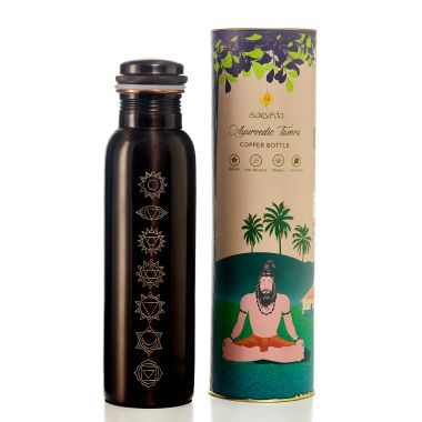 Sarveda: Sarveda 7 Chakra Vintage Copper Water Bottle - 1 Litre