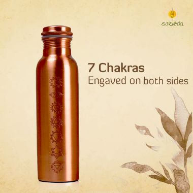 Sarveda: Sarveda 7 Chakra Plain Copper Water Bottle with Cleaning Brush - 1 Litre