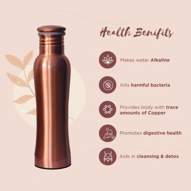 Sarveda: Sarveda Curved Plain Copper Water Bottle - 1 Litre
