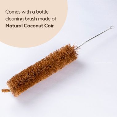 Sarveda: Copper Water Bottle with Cleaning Brush - True Happiness Lies Within - 1 Litre
