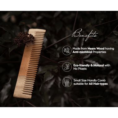 Sarveda: NeemWood Comb Combo of 2 - Straight & Handle