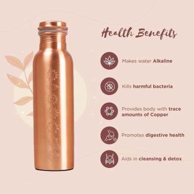 Sarveda: Sarveda 7 Chakra Plain Copper Water Bottle - 1 Litre