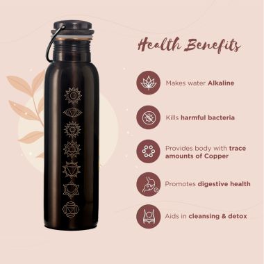 Sarveda: 7 Chakra Vintage Copper Water Bottle with 2 Glasses