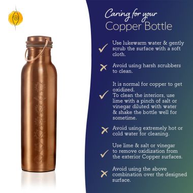Sarveda: 7 Chakra Plain Copper Water Bottle with 2 Glasses