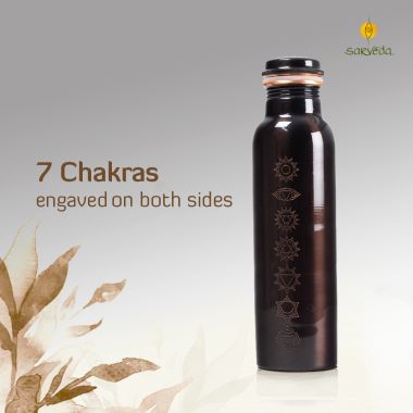Sarveda: Sarveda 7 Chakra Vintage Copper Water Bottle with Cleaning Brush - 1 Litre