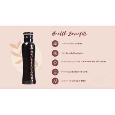 Sarveda: Curved Vintage Hammered Water Bottle with Cleaning Brush - 1 Litre