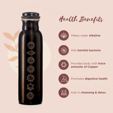Sarveda: Sarveda 7 Chakra Vintage Copper Water Bottle with Cleaning Brush - 1 Litre