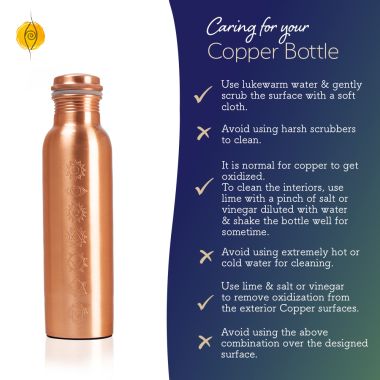 Sarveda: Sarveda 7 Chakra Plain Copper Water Bottle with Cleaning Brush - 1 Litre