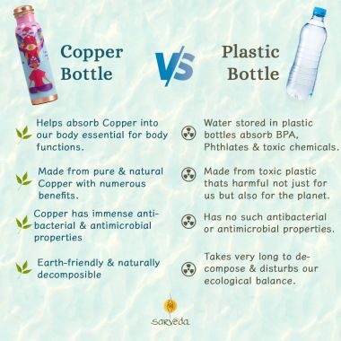 Sarveda: Copper Water Bottle with Cleaning Brush - Pink Noble Thoughts - 1 Litre