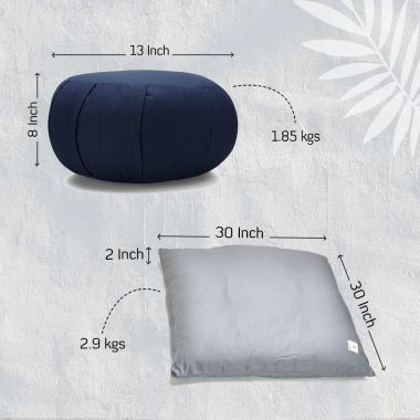 Sarveda: Zafu & Zabuton Meditation Cushion Combo - Navy Blue
