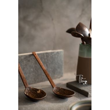 Thenga: Natural Handmade Coconut Shell Serving Spoon - Pack of 2