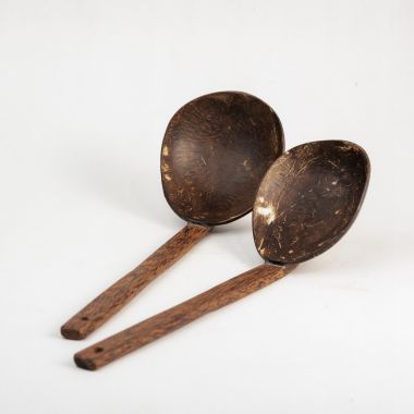 Thenga: Natural Handmade Coconut Shell Serving Spoon - Pack of 2