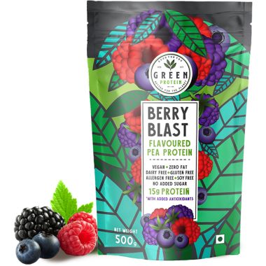 Green Protein: Berry Blast Flavoured Pea Protein Pouch - 500gm